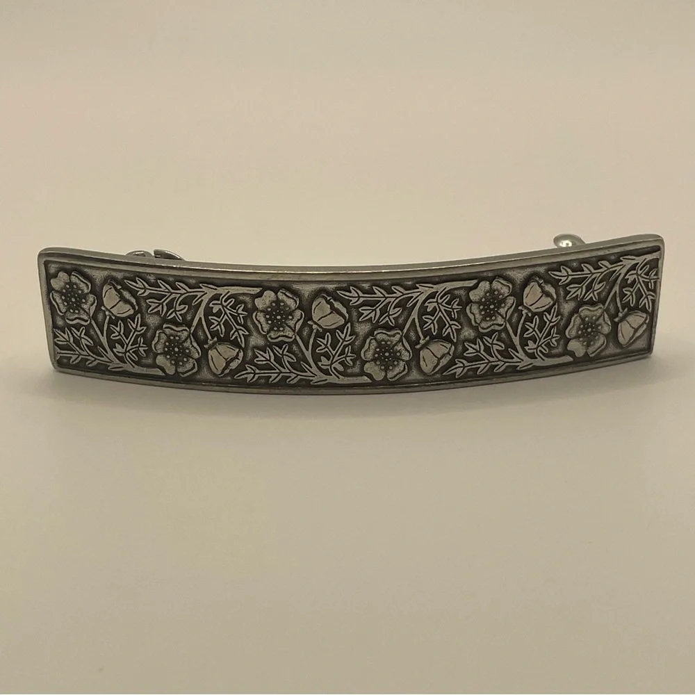 Danforth Pewter Wild Rose Large Barrette - Picture 2 of 5